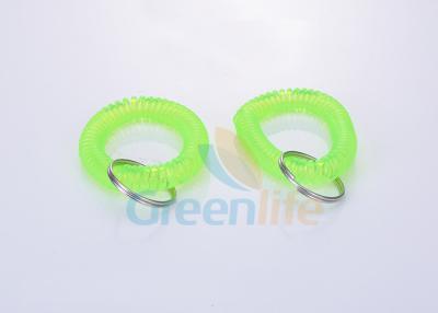 China Fluorescence Green Wrist Coil Key Holder , Flat Weld Coil Wristband Keychain for sale
