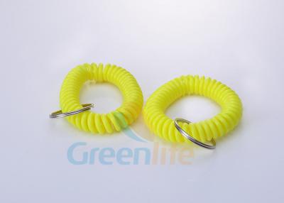 China Bright Yellow Flexbile Plastic Spiral Cord Bracelet Keychain ID Chian 12 CM for sale