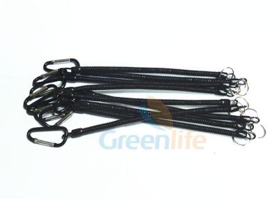 China 20MM Long Black Fishing Pliers Lanyard With Split Ring / Black Carabiner for sale