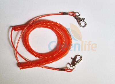 中国 昇進の螺線形の引き込み式釣締縄、赤いコイル状の保証テザー 販売のため