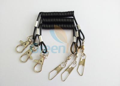China Flexible Short 52MM Black Tool Tether Lanyard With Fishing Swivel Pin & Hook for sale