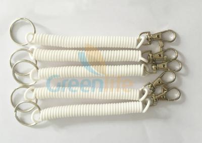 China Stretchable Plastic White Coil Spring With Split Ring And Executive Swivel for sale