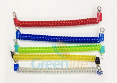 China Coloured Steel Wire Retractable Coil Cord With Eyelet Terminals / Protectors for sale