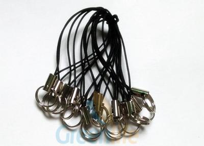 China Laço de nylon preto da corda do telefone dos acessórios duráveis da correia com o suporte rachado pequeno do anel à venda
