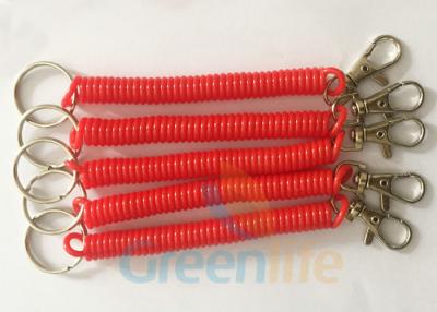 China Red Key Spiral Coil Key Chains Safety Product Eco Friendly Strong PU Material for sale