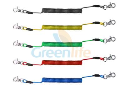 China Translucent Colorful Plastic Coil Lanyard PU Covered Flexible Anti Lost Spring Steel Wire for sale