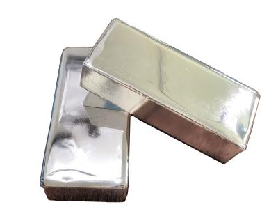 China Suministro de metales raros puros aleaciones puras 99,99% Ingot de plata Ag barra de metal precio por kg en venta