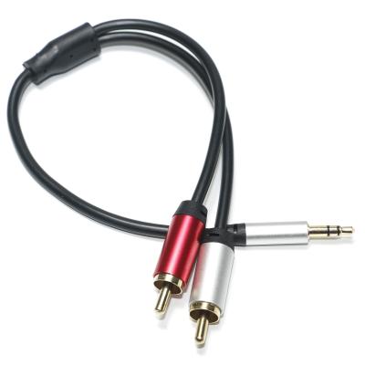 China Digital Audio Cable 3.5MM 2/1 Black PVC White Red Plated Aluminum Alloy Golden Connector For Car Audio for sale