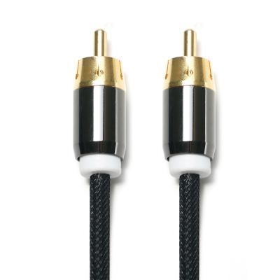 China RCA 3.5MM Digital Audio Cable 2/1 Knit Rope Plated Golden Port For Soundbar Car Audio for sale