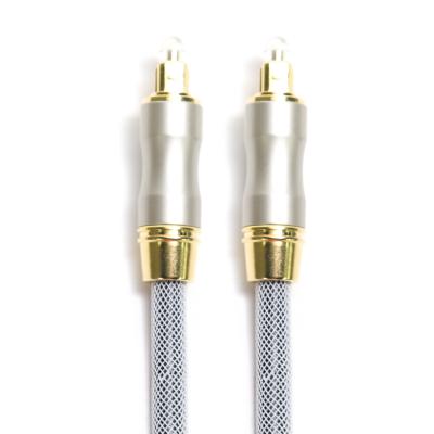 China Toslink Digital Audio Optic Cable OD5.0 Knited Grey Rope Gold Plug Frosted Shell For CD/DVD Speaker Box for sale