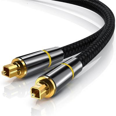 China Toslink profesional de alta gama trenzado negro de audio cable óptico tejido de fibra óptica digital de audio cable con dorado en venta