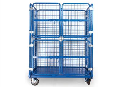 China Steel Wire Warehouse Cage Trolley Collapsible Rolling Security Cage High Strength for sale
