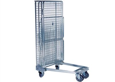 China Galvanized Lockable Roll Cage Trolley Folding Portable With 4 Wheels for sale