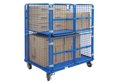 China Demountable Rolling Storage Cage Heavy Duty Stackable Zinc Plated Surface for sale