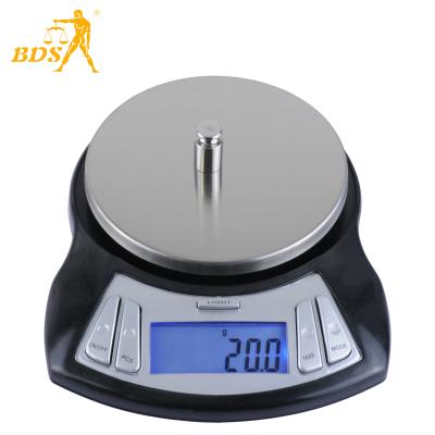 China BDS-CX kitchen scale,With LCD display,backlight,Transport locked,Overload protection,2kg/3kg/0.1g,black body color . for sale