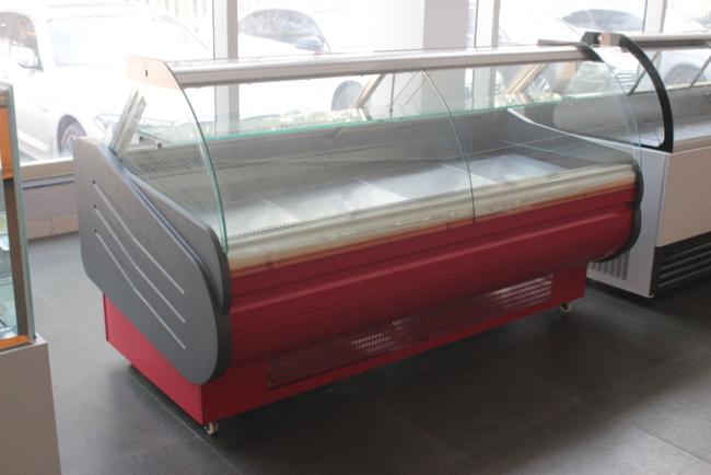 Meat display cabinet stainless steel glass front door flap type Fresh meat cabinet filp door with looker 4