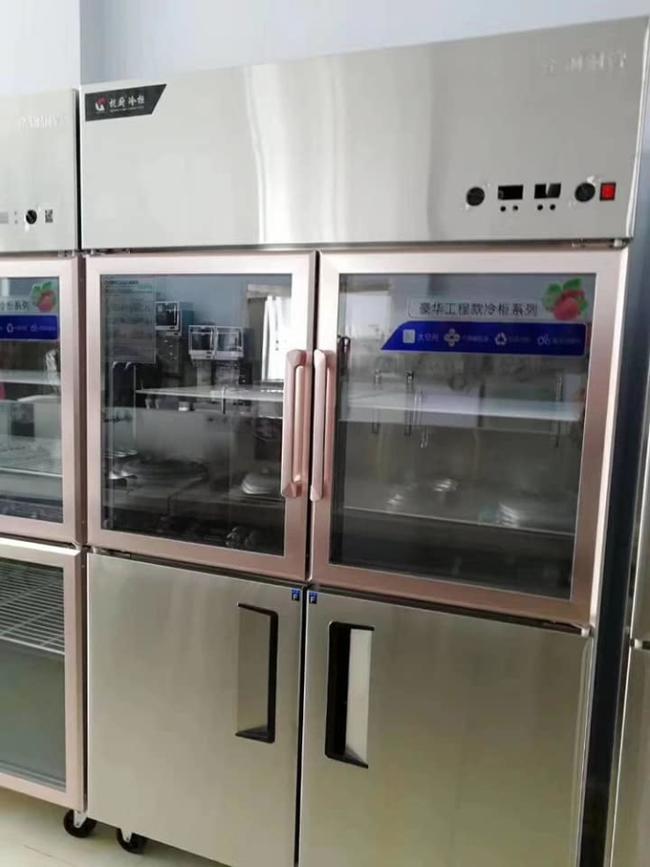 Upper Double Glass Door Stainless Steel Freezer 4 Door Commercial 5