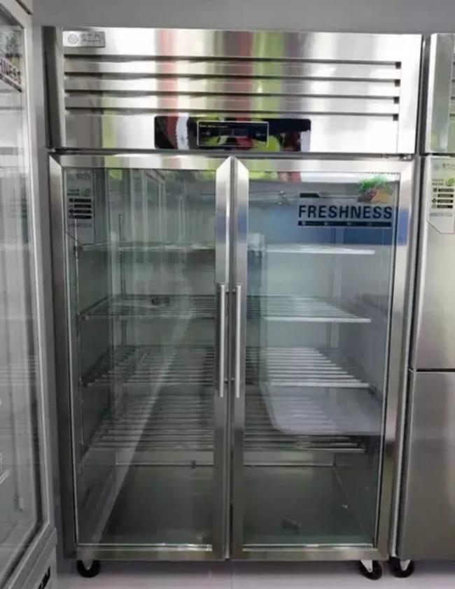 Double door large capacity commercial glass door stainless steel reefer freezer 2
