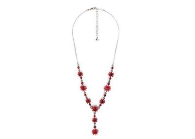 China Colares longas da bijutaria do pendente com a flor vermelha do diamante do prolongamento Chain à venda