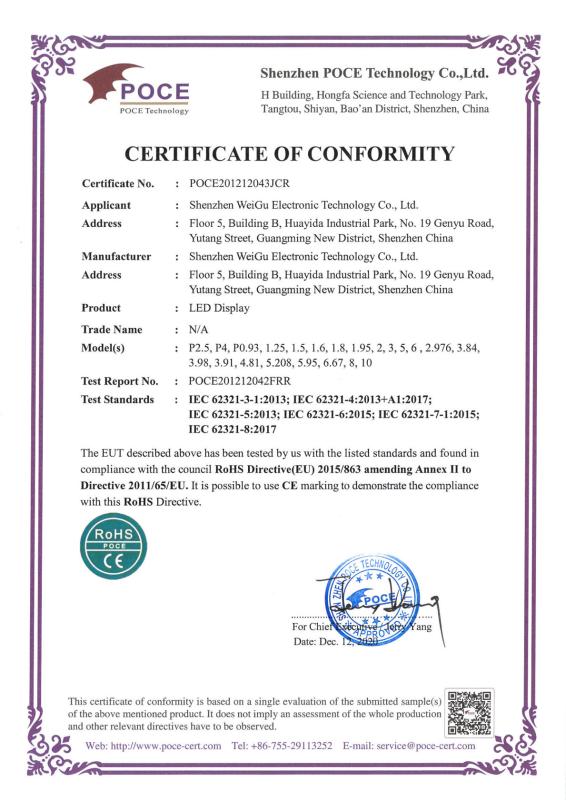 RoHS - Shenzhen Weigu Electronic Technology Co., Ltd.