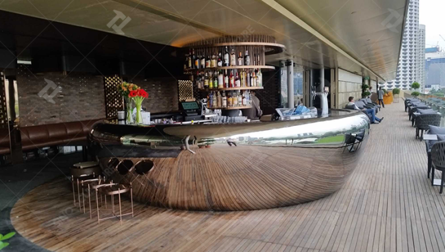 Superb mirror stainless steel bar counter for Smoke & Mirrors Bar Counter Singapore,