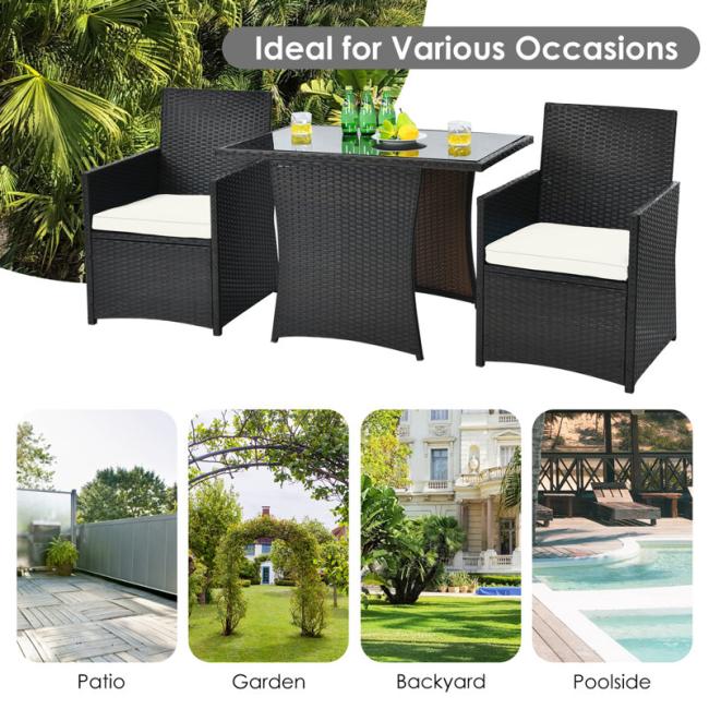Commercial outdoor bistro set showing complete setup with chairs and table