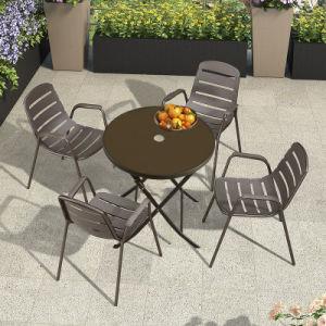 China Uv Proof Iron Chair Unfolded Aluminum Outdoor Metal Table And Chairs for sale