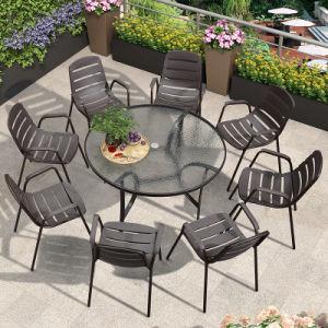 China Puerta de jardín de rattan de exterior mesa y sillas de poliéster 3 piezas de vícara de patio en venta