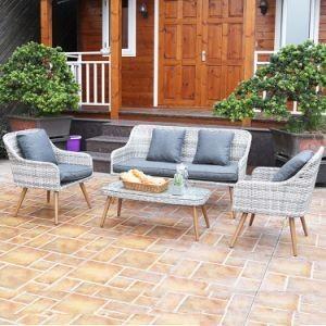China Sofá exterior gris con mesa de comedor conjunto de sofá de jardín europeo en venta