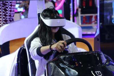 China 9D Virtual Reality Racing Simulator / Concept Vehicle Game Machine With Big Screen for sale