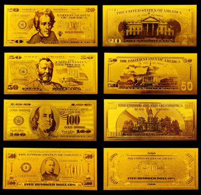 China America Gold Engrave Banknote , Value Collection Golden Dollar Bills for sale
