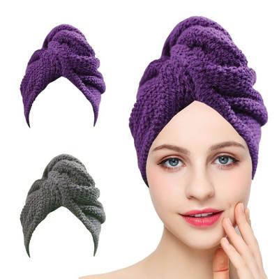 China La toalla de encargo del turbante de la microfibra del pelo rizado de la etiqueta envuelve gris púrpura en venta