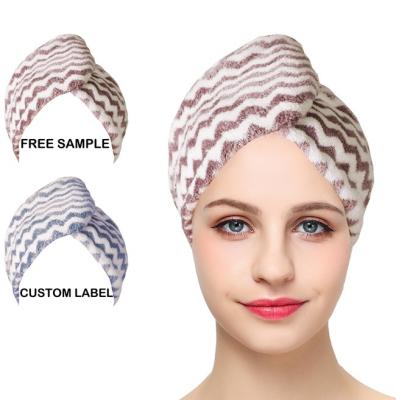 Chine La vague a modelé les serviettes de séchage rapides de cheveux de torsion de Microfiber pour la douche 25x65cm à vendre