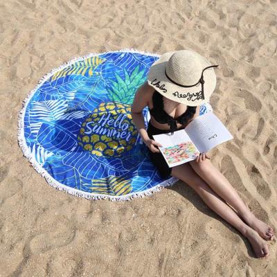 中国 女性の人の子供のための円形の個人化されたビーチ タオルのパイナップルマイクロファイバーの波タオル 販売のため