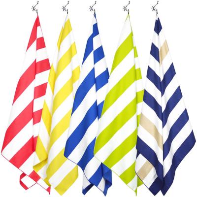 China Custom Printing Sand Free Micro Beach Towels Quick Dry Striped for sale