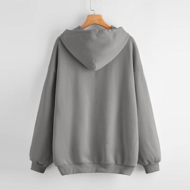 Over Sized Casual Bulk Hoodies for Women Drawstring Clothes Custom Logo Women′s Zip up Hoodies