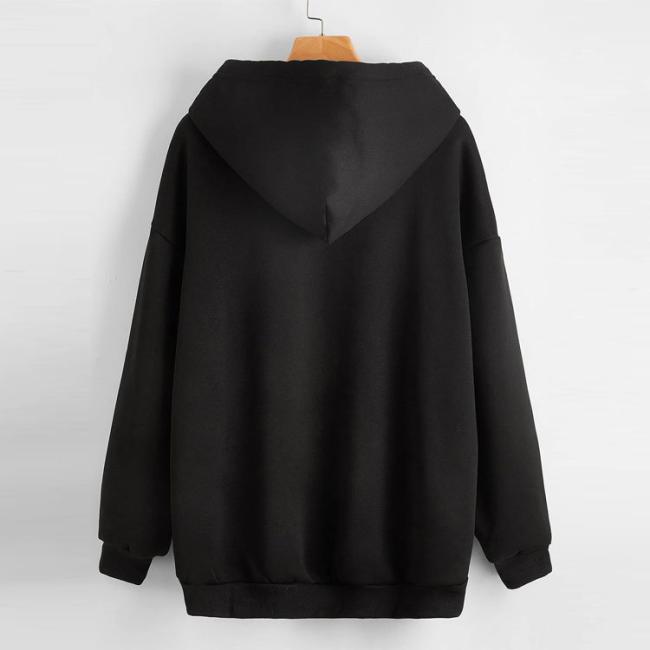Over Sized Casual Bulk Hoodies for Women Drawstring Clothes Custom Logo Women′s Zip up Hoodies