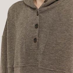 Oversize Women Hoodies Solid Color Relaxed Hoodie Custom Logo Fashionable Ladies Button Front Hoodies