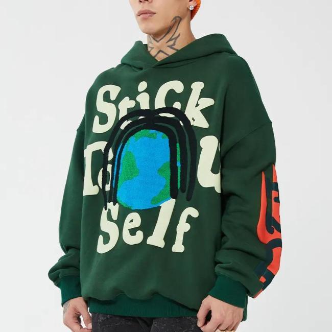Casual Print Hoodie Gothic Casual Alphabet Statement Streetwear Sintage Long Sleeve Men Hoodie