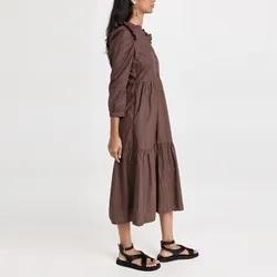Casual Dresses View Larger Imageadd to Compareshareladies Poplin V Neck Dress for Women Long Sleeve Clothing Manufacturers Elegant Striped Print Custom Lo
