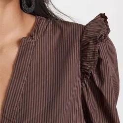 Casual Dresses View Larger Imageadd to Compareshareladies Poplin V Neck Dress for Women Long Sleeve Clothing Manufacturers Elegant Striped Print Custom Lo