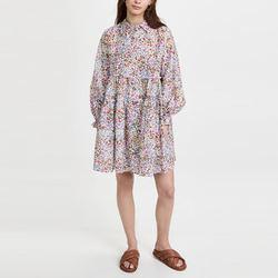 Ladies Collared Neck Dress for Women Long Sleeve Clothing Manufacturers Ruffle Trim Elegant Custom Logo Floral Cotton Dress