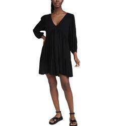 Ladies Gauze V Neck Dress for Women Puff Sleeve Clothing Manufacturers Rayon Elegant Custom Logo Mini Dress