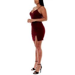 Fashion Wholesale Ladies Sling Dress Elegant Customized Women V Neck Split Hem Bodycon Dresses