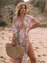 Summer Printed Dresses V-Neck Maxi Dresses Long Dress