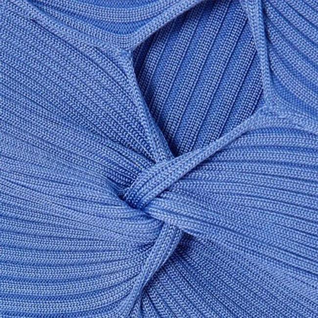 Knitwear Blue Rib Elegant Casual MIDI Plus Size Women′s Dresses Sexy Sweater Knit Dress