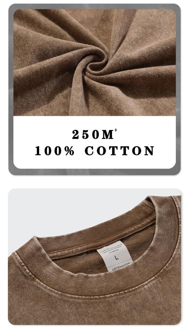 250GSM Blank Shirts Unisex Wide Neck Short Sleeve Oversized Mens Vintage Acid Wash T Shirt