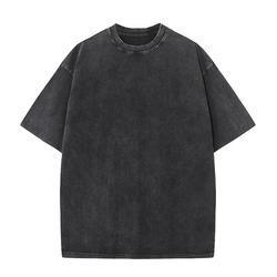 2023 New Summer Fried Flower Dirty Wash Wash Old Vintage T-Shirt Double Yarn Pure Cotton Short Sleeve Clothes
