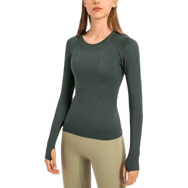 Custom Women Long Sleeve Yoga Tops Wholesale Girls Workout Sports Shirt Women Fitness Active Wear T Shirt