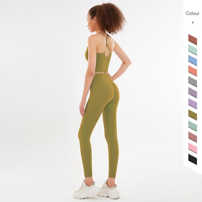 Yoga Clothes Set Women′s Autumn and Winter Sports Running Fitness Clothes High Waist Buttock Lifting Yoga Pants